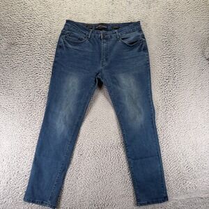 Nick Danger Jeans Mens 34x30 Blue Cotton Denim Straight Leg Slim Faded Workwear